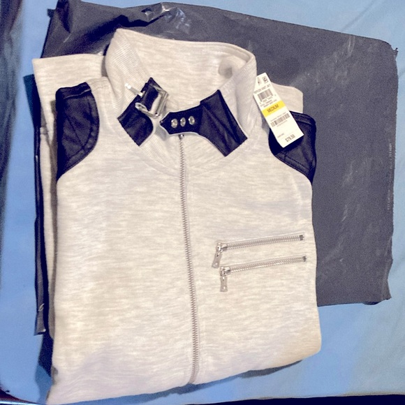 New with Tags. Men's Fire Knit Moto Jacket, Created for Macy's Grey - Picture 2 of 2